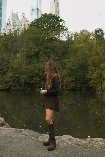 SET MAGLIA E GONNA MARRONE SCURO-Modaso