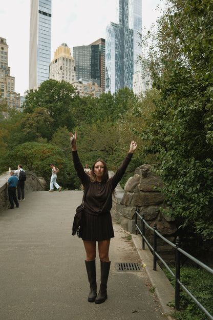 SET MAGLIA E GONNA MARRONE SCURO-Modaso