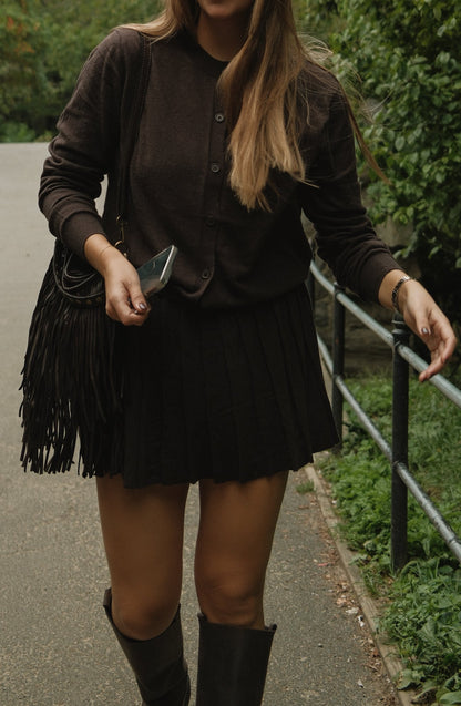 SET MAGLIA E GONNA MARRONE SCURO-Modaso