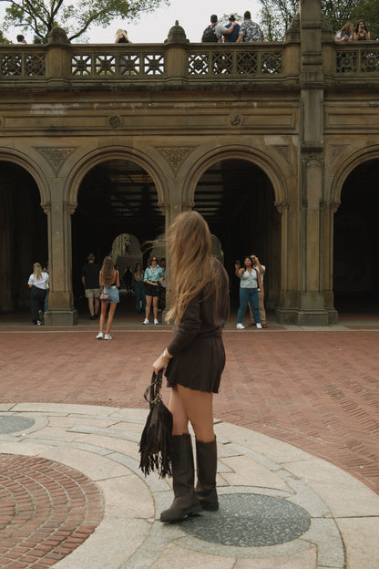 SET MAGLIA E GONNA MARRONE SCURO-Modaso