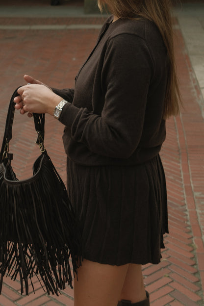 SET MAGLIA E GONNA MARRONE SCURO-Modaso