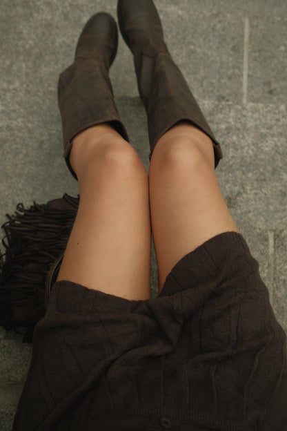 SET MAGLIA E GONNA MARRONE SCURO-Modaso