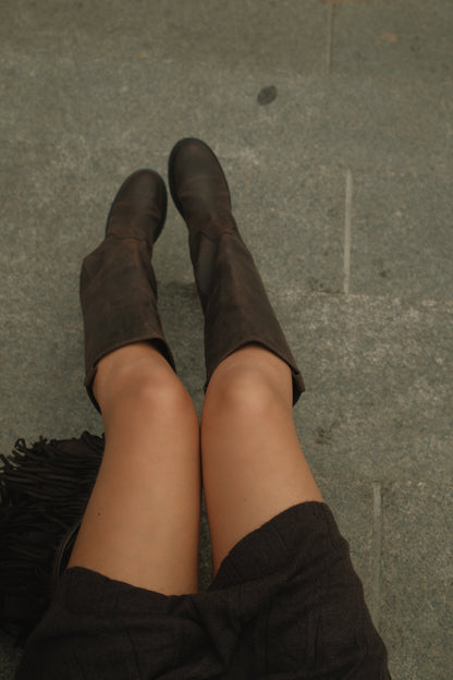 SET MAGLIA E GONNA MARRONE SCURO-Modaso