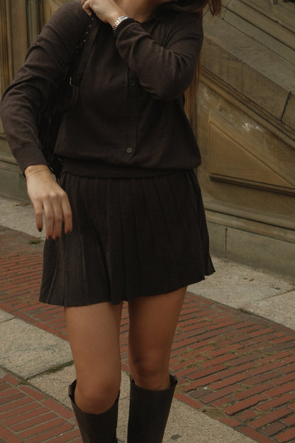 SET MAGLIA E GONNA MARRONE SCURO-Modaso