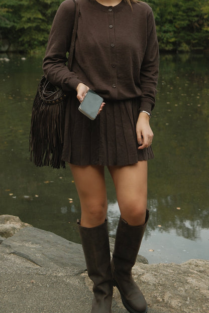 SET MAGLIA E GONNA MARRONE SCURO-Modaso