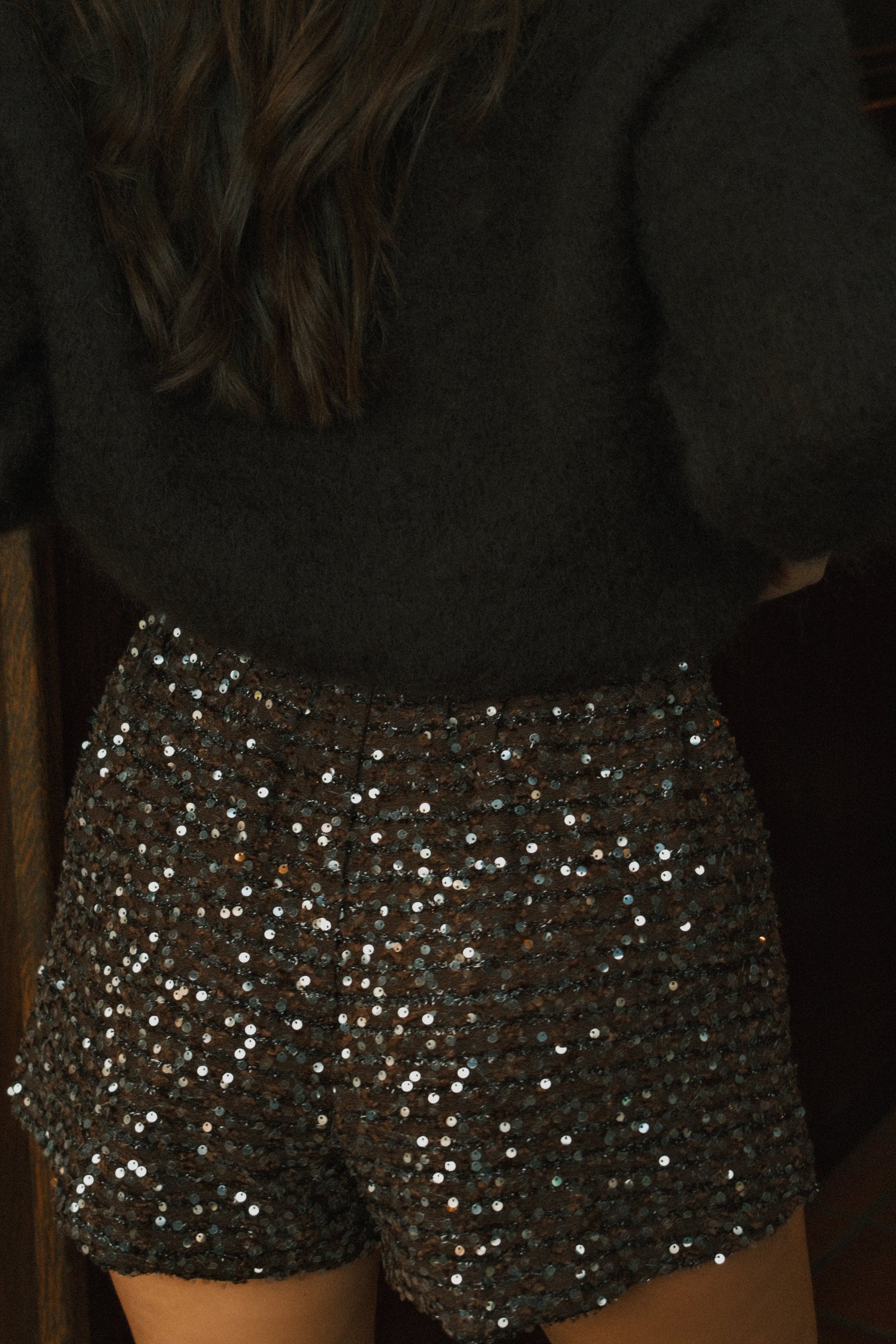 SHORT DONNA CON PAILLETTES – PANTALONCINI ELEGANTI A VITA ALTA-Modaso