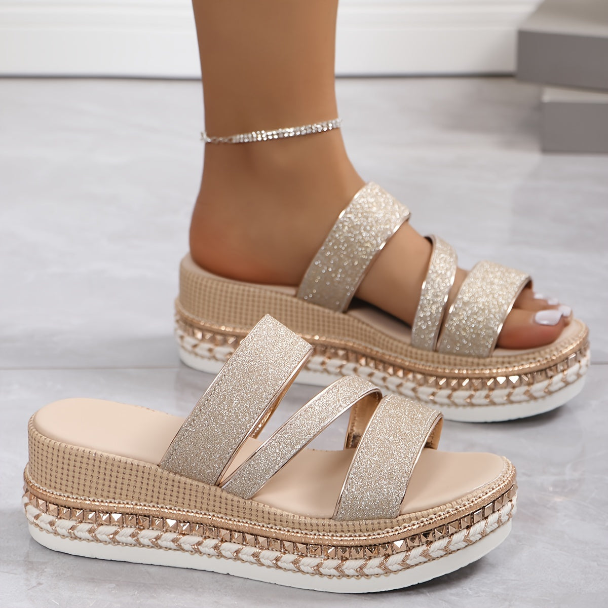 Sandali Con Plateau - Senza Lacci - Chic - Scarpe per l'estate - Sandali da Donna-Modasso