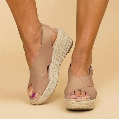 Sandali Espadrille - Ortopedici - Piattaforma - Scarpe con zeppa Espadrille - Sandali da donna-Beige-35-Modasso