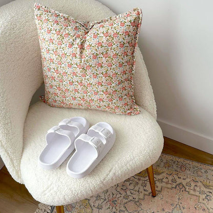 Sandali Slide con Fibbia e Plateau da Donna-Bianco-36-37-Modaso