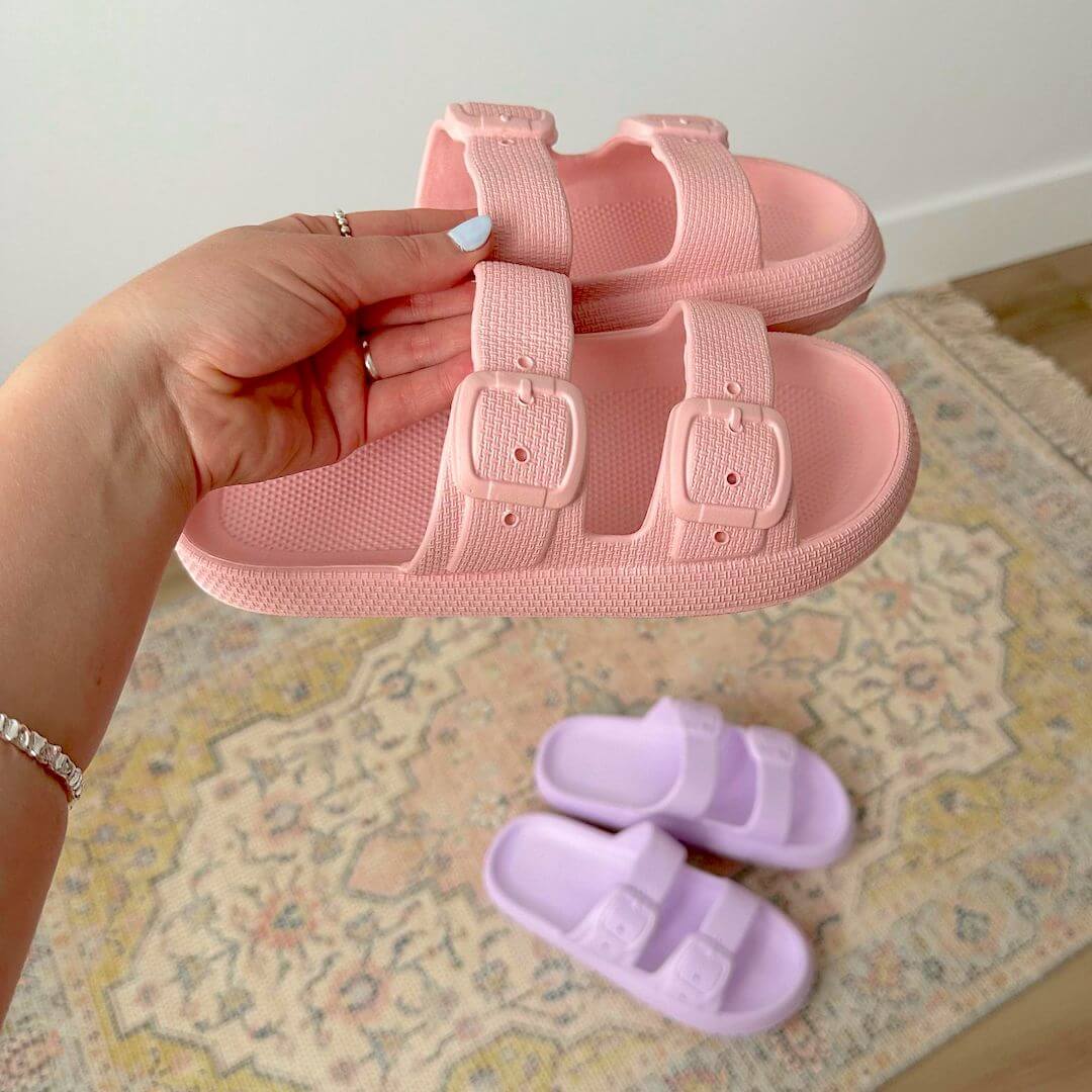 Sandali Slide con Fibbia e Plateau da Donna-Rosa-36-37-Modaso