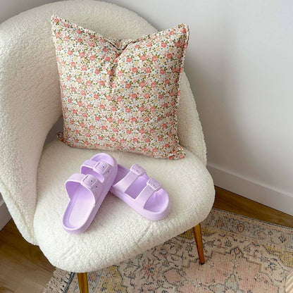 Sandali Slide con Fibbia e Plateau da Donna-Viola-36-37-Modaso