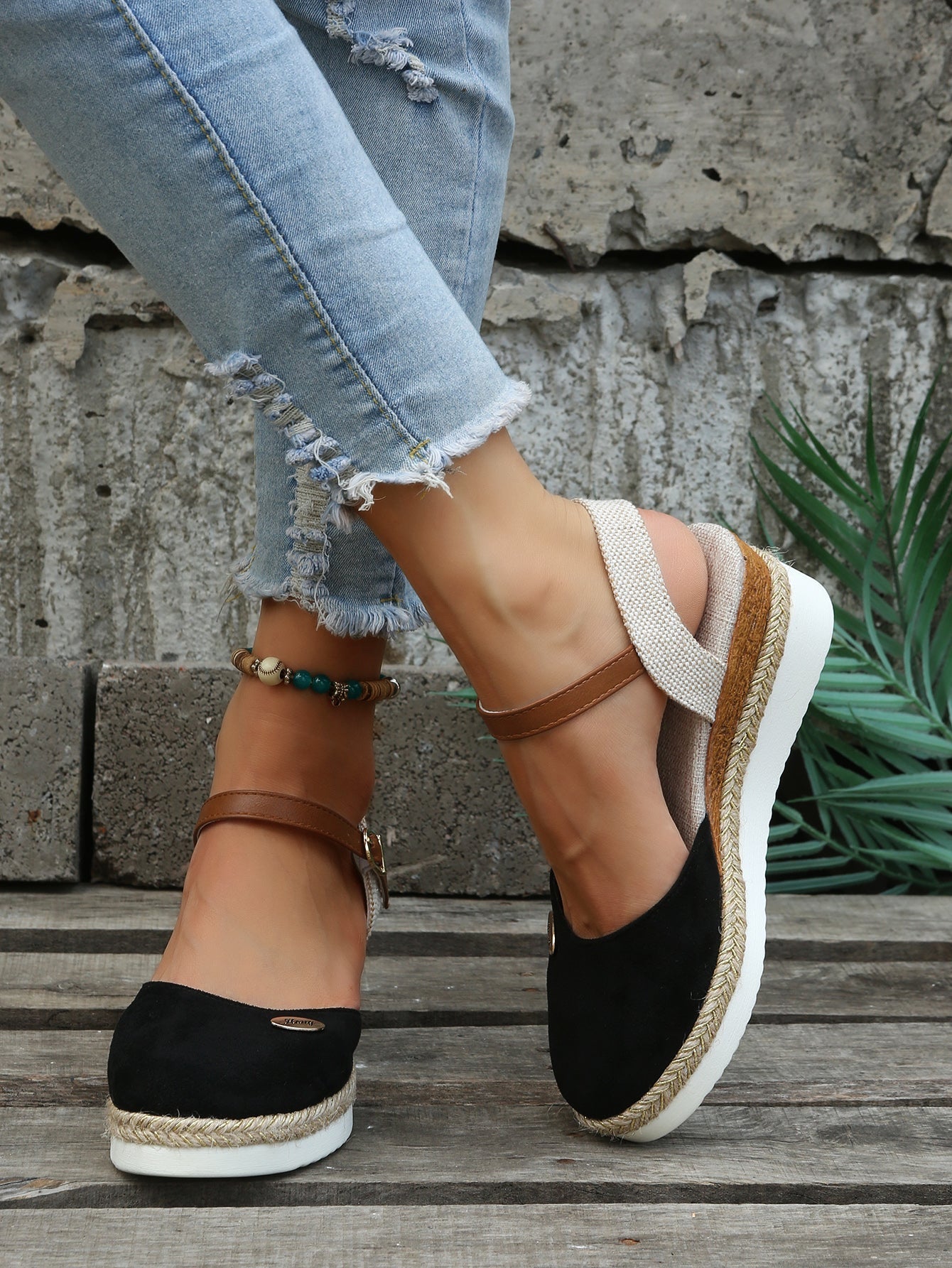 Sandali con plateau | Cinturino alla caviglia | Ortopedici | Espadrillas | Sandali da donna-Modasso