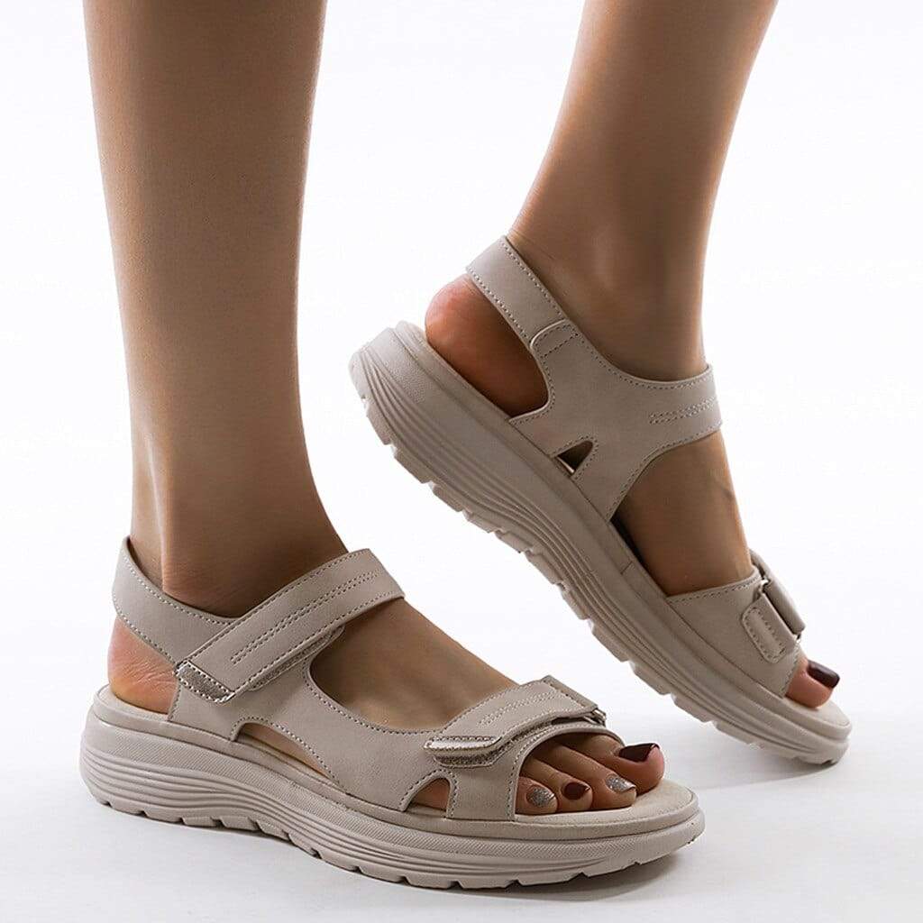 Sandali con velcro | Ergonomici | Da passeggio | Sandali sportivi | Sandali ortopedici da donna-Beige-36-Modasso