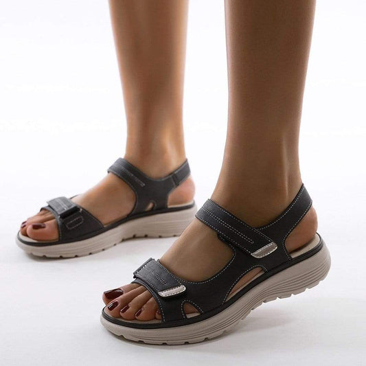 Sandali con velcro | Ergonomici | Da passeggio | Sandali sportivi | Sandali ortopedici da donna-Nero-36-Modasso