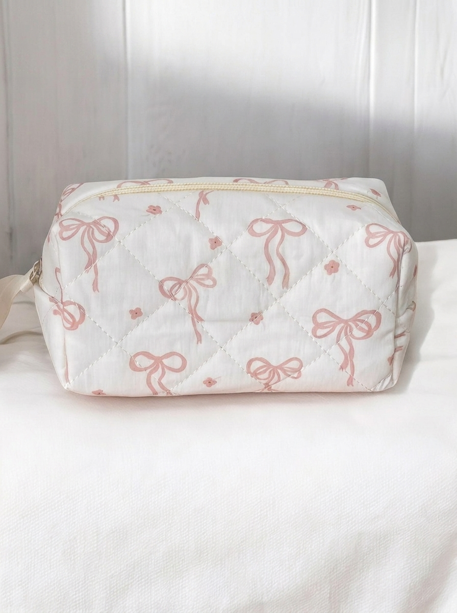 Set 3 Trousse Trapuntate con Fiocchi da Viaggio da Donna-Modaso