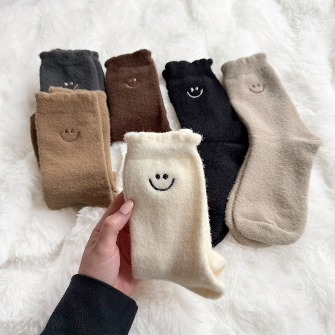 Set 6 Paia di Calze Crew con Faccina Sorridente-Modaso