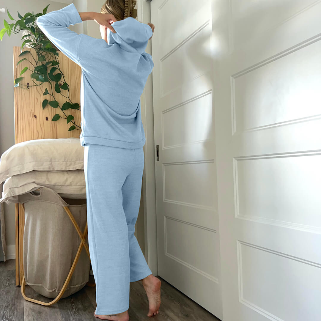 Set Loungewear da Donna, Felpa e Pantaloni a Gamba Larga-Modaso