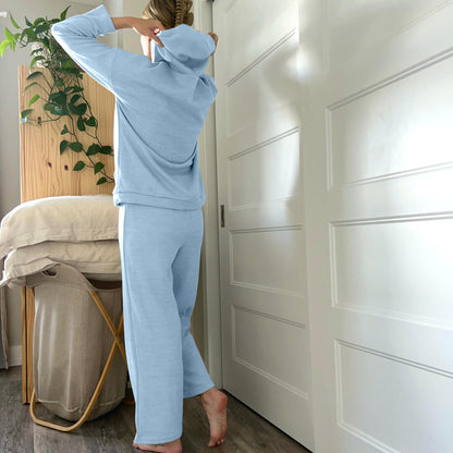 Set Loungewear da Donna, Felpa e Pantaloni a Gamba Larga-Modaso