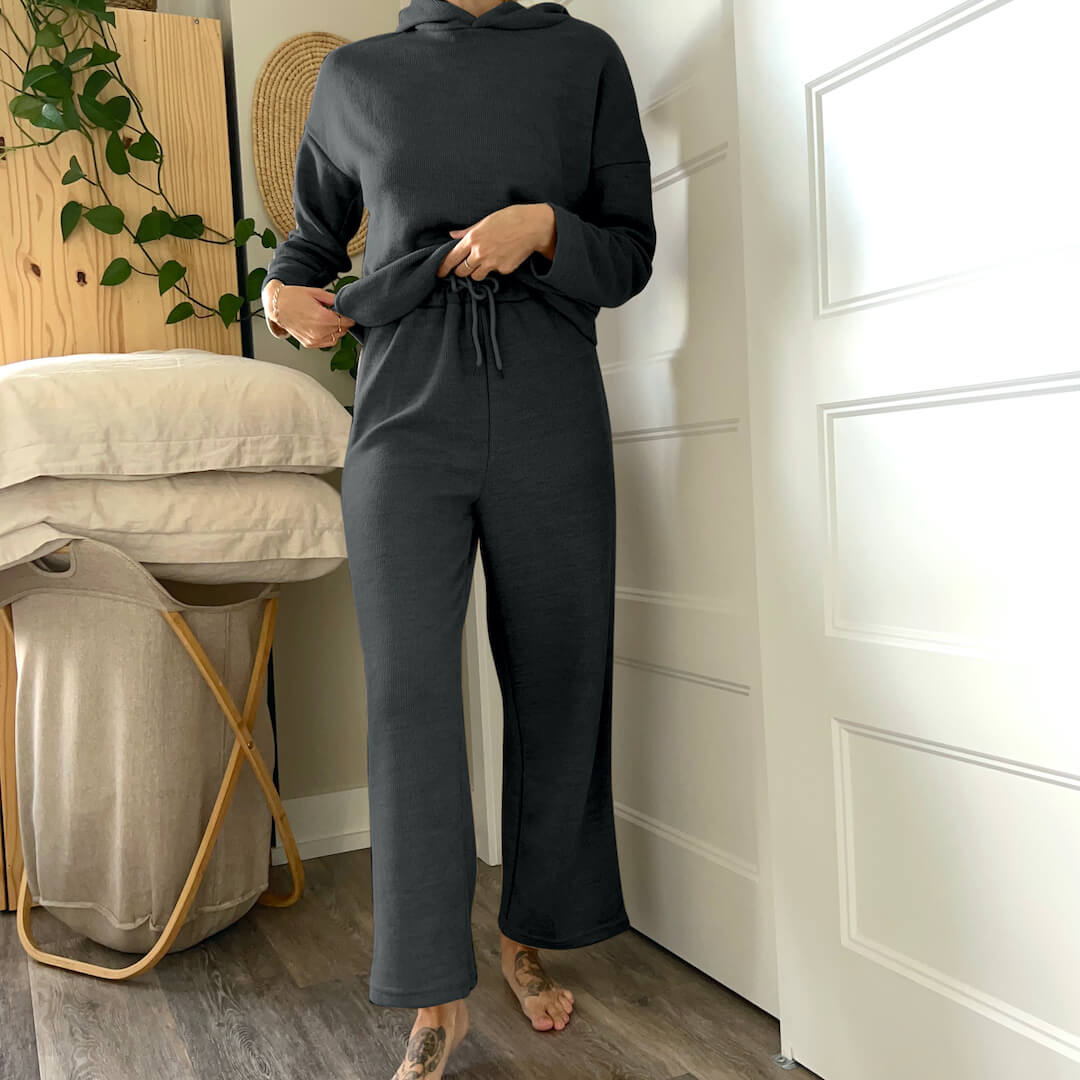 Set Loungewear da Donna, Felpa e Pantaloni a Gamba Larga-Modaso