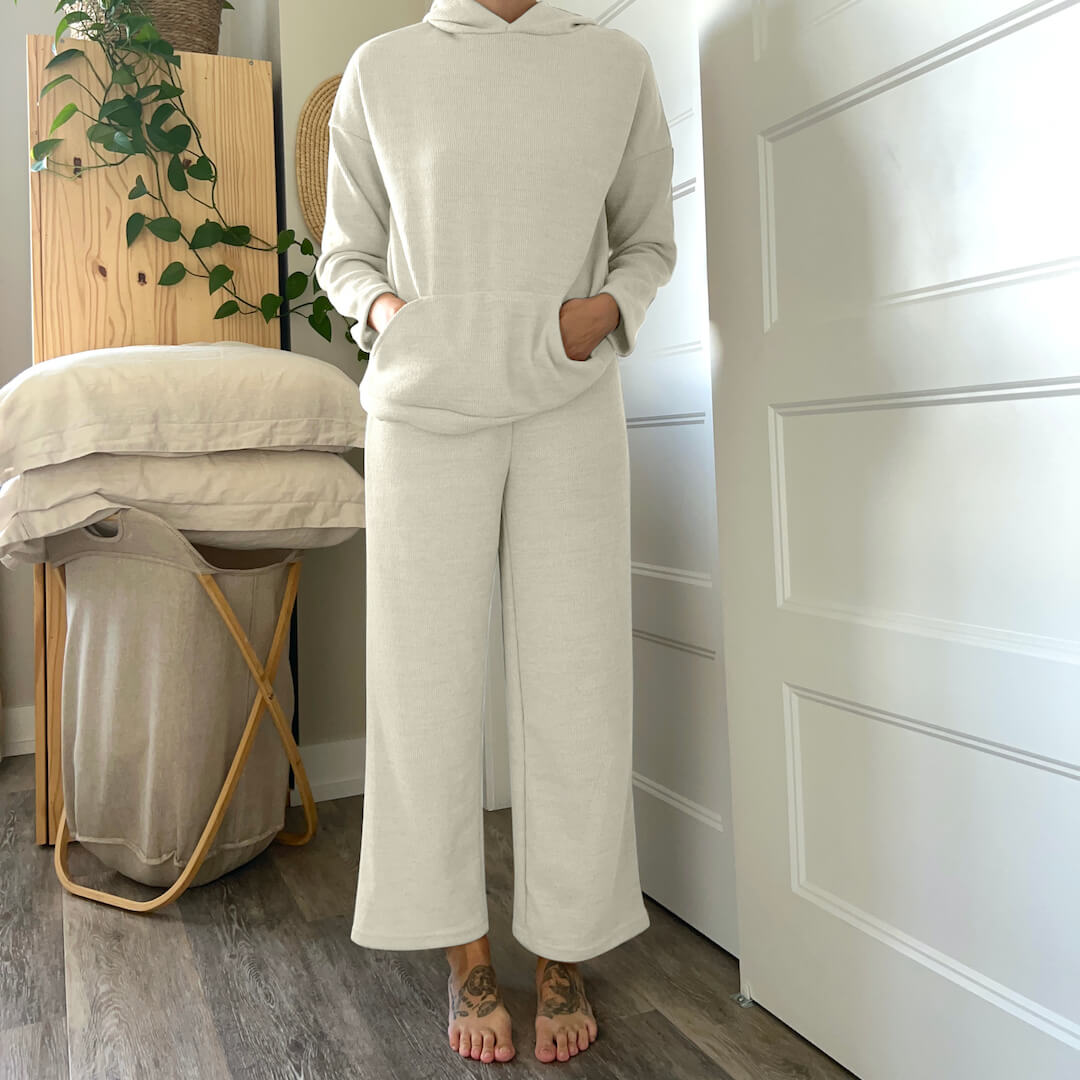 Set Loungewear da Donna, Felpa e Pantaloni a Gamba Larga-Modaso