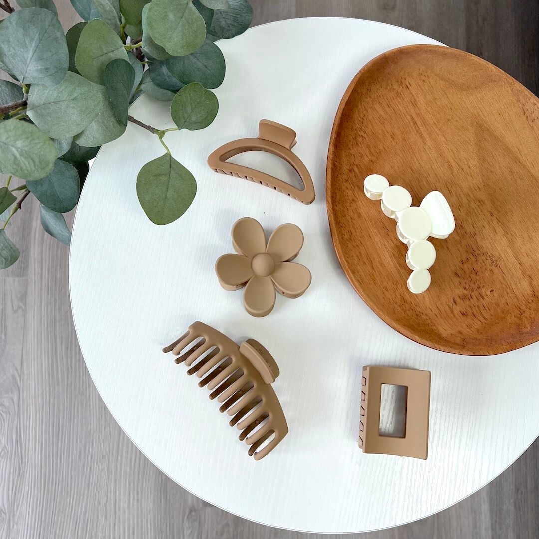 Set di Pinze per Capelli, 5 Pezzi Toni Neutri-Fiorito-Modaso