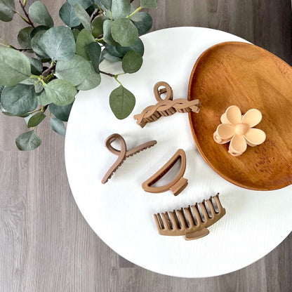 Set di Pinze per Capelli, 5 Pezzi Toni Neutri-Sboccio-Modaso