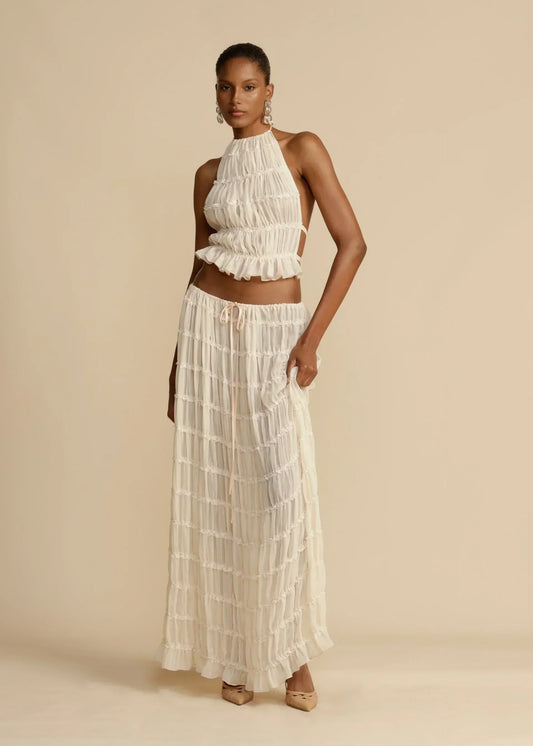 Set gonna e top | Chiffon | Aperto sul retro | Set coordinato | Abiti estivi da donna-S-Modasso