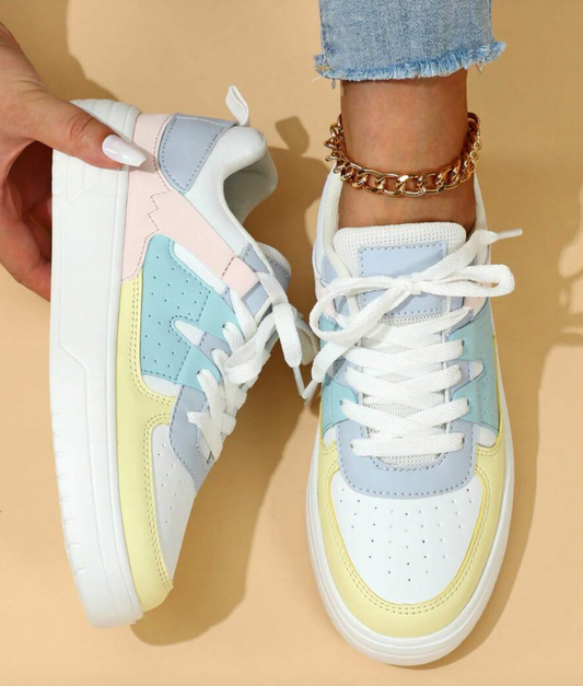 Sneakers da donna - Comode - Allacciate - Scarpe da skate - Sneakers casual-Arcobaleno-36-Modasso