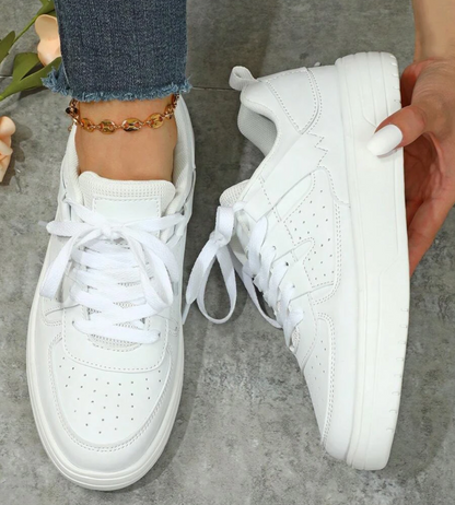 Sneakers da donna - Comode - Allacciate - Scarpe da skate - Sneakers casual-Bianco-36-Modasso