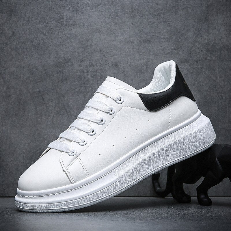 Sneakers da uomo | Con lacci | Per tutti i giorni | Sneakers slip-on | Sneakers bianche-Bianco/Nero-39-Modasso