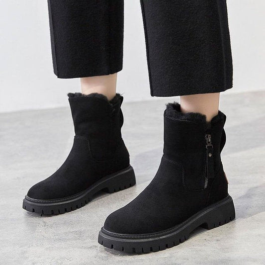 Stivali - Stivali da donna caldi e morbidi con zip-Nero-35-Modasso