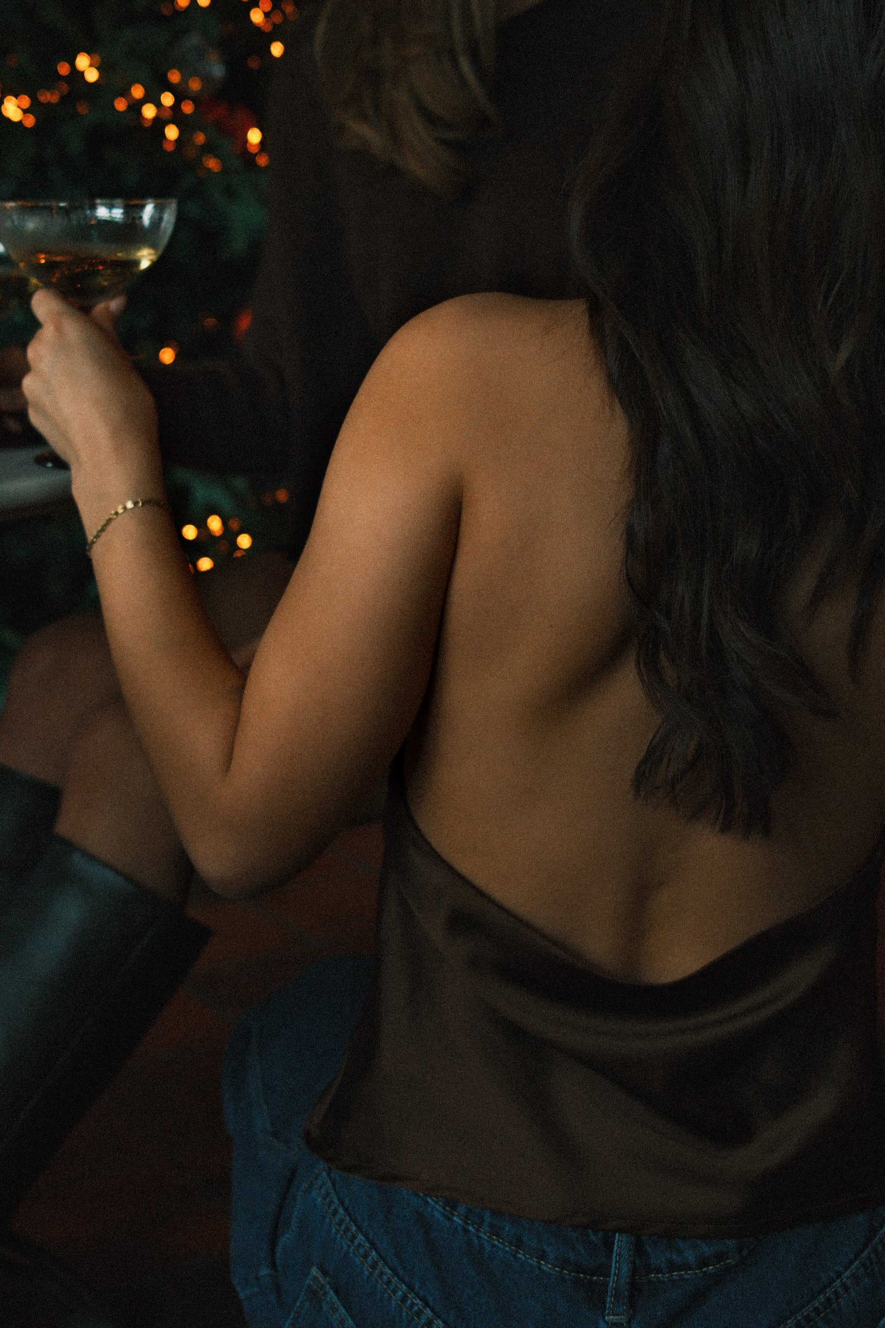 TOP DA FESTA IN RASO MARRONE ELEGANTE DA DONNA-Modaso