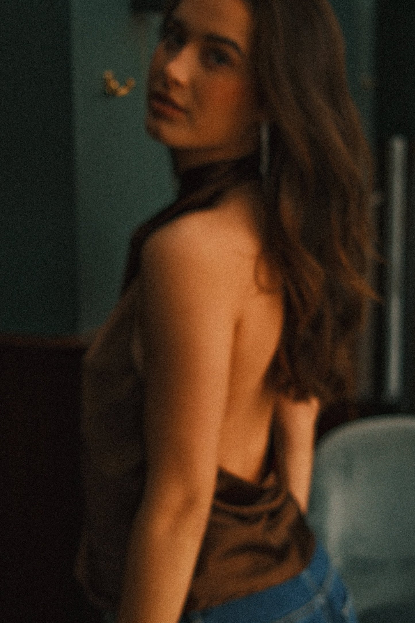 TOP DA FESTA IN RASO MARRONE ELEGANTE DA DONNA-Modaso