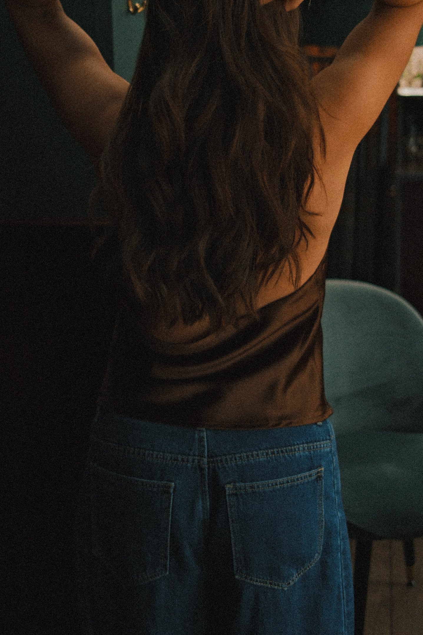 TOP DA FESTA IN RASO MARRONE ELEGANTE DA DONNA-Modaso