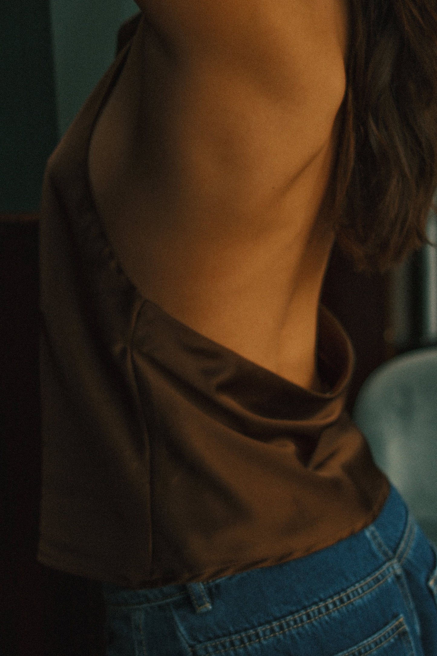 TOP DA FESTA IN RASO MARRONE ELEGANTE DA DONNA-Modaso