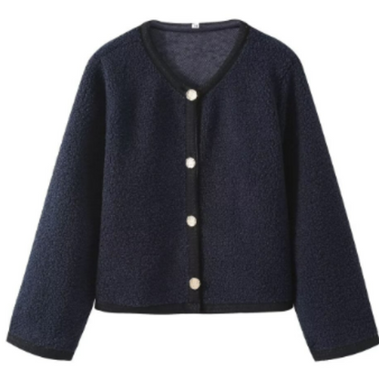 Teddy Cardigan - Cardigan da donna caldo con bottoni-Blu-S-Modasso