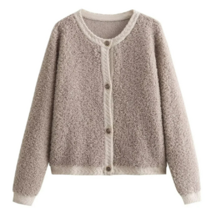 Teddy Cardigan - Cardigan da donna caldo con bottoni-Cachi-S-Modasso