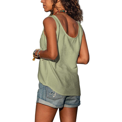 Top Donna, Canotta Elegante con Bottoni, Top Estivo-Modaso