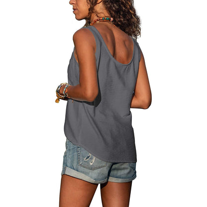 Top Donna, Canotta Elegante con Bottoni, Top Estivo-Modaso