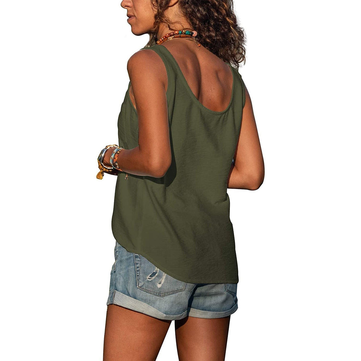Top Donna, Canotta Elegante con Bottoni, Top Estivo-Modaso