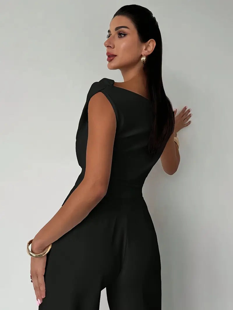 Top Drappeggiato a Spalla Scoperta, Elegante e Asimmetrico-Modaso