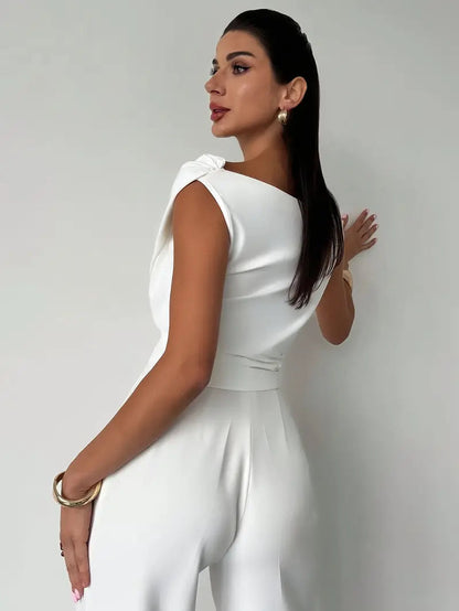 Top Drappeggiato a Spalla Scoperta, Elegante e Asimmetrico-Modaso