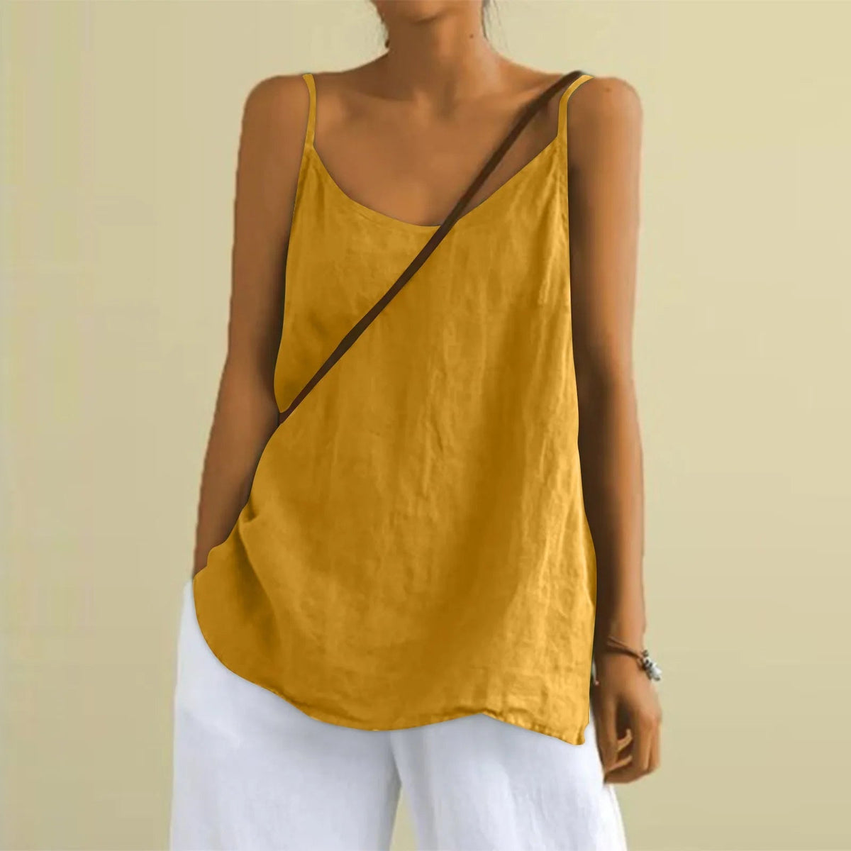 Top Estivo in Lino, Senza Maniche, Oversize, da Donna-Modaso