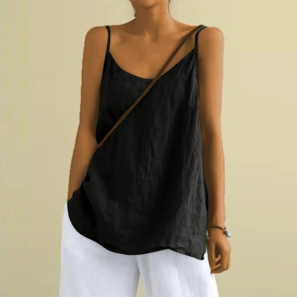 Top Estivo in Lino, Senza Maniche, Oversize, da Donna-Modaso