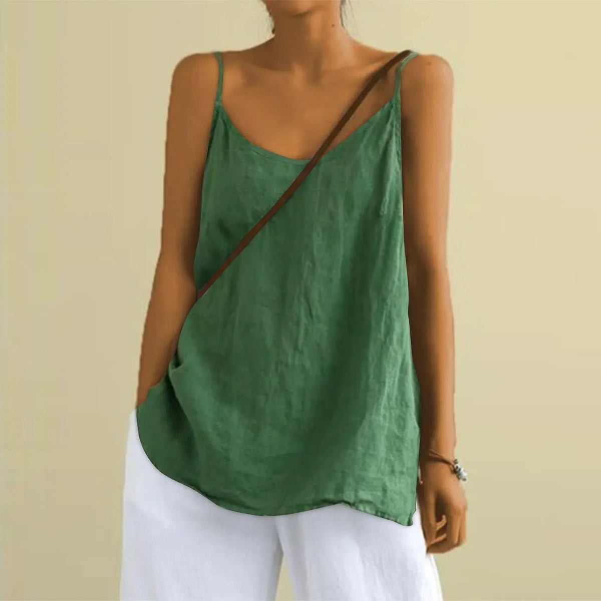 Top Estivo in Lino, Senza Maniche, Oversize, da Donna-Modaso