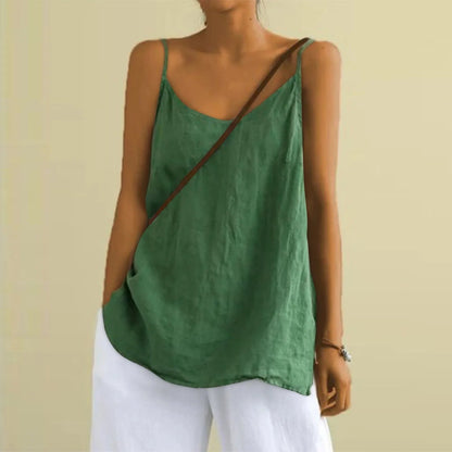 Top Estivo in Lino, Senza Maniche, Oversize, da Donna-Modaso