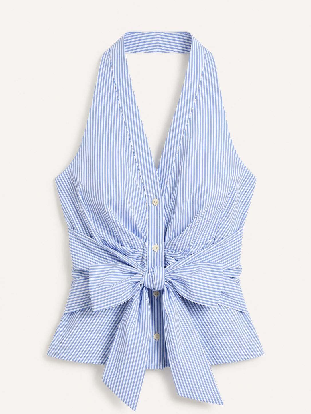 Top Halter Donna | Top Estivo a Righe con Fiocco | Aderente-Modaso