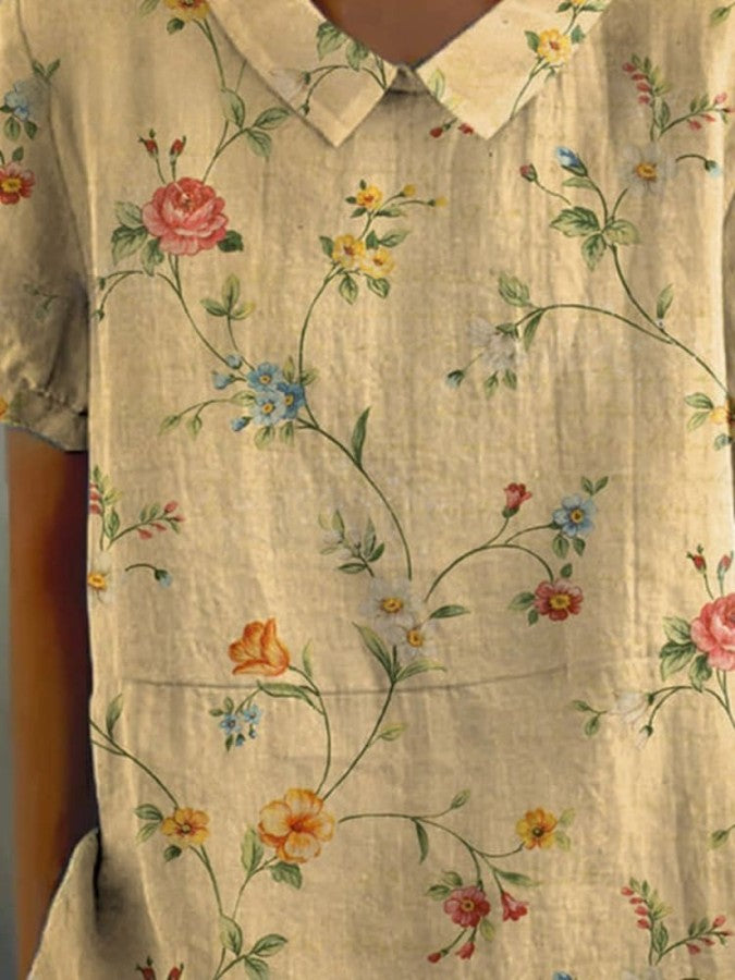 Top in lino - Cotone - Floreale - Abito in lino - Abbigliamento in lino da donna-Modasso