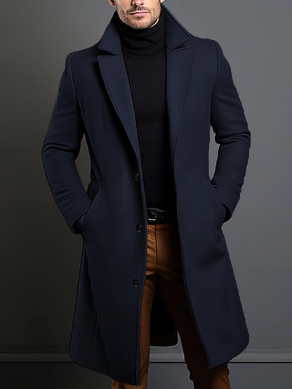 Trench Da Uomo - misto lana - monopetto - Trench di lana - Giacche da uomo-Blu Navy-S-Modasso