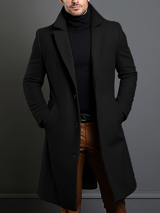 Trench Da Uomo - misto lana - monopetto - Trench di lana - Giacche da uomo-Nero-S-Modasso